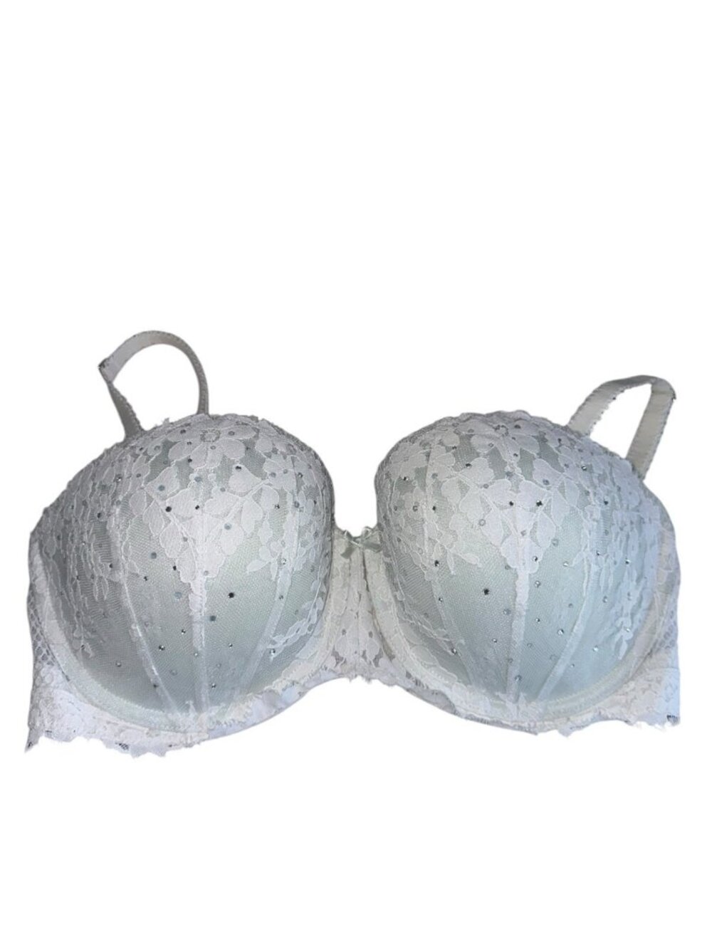 Victorias Secret Dream Angels Multiway Bra 34DD White Lace Rhinestones Underwire